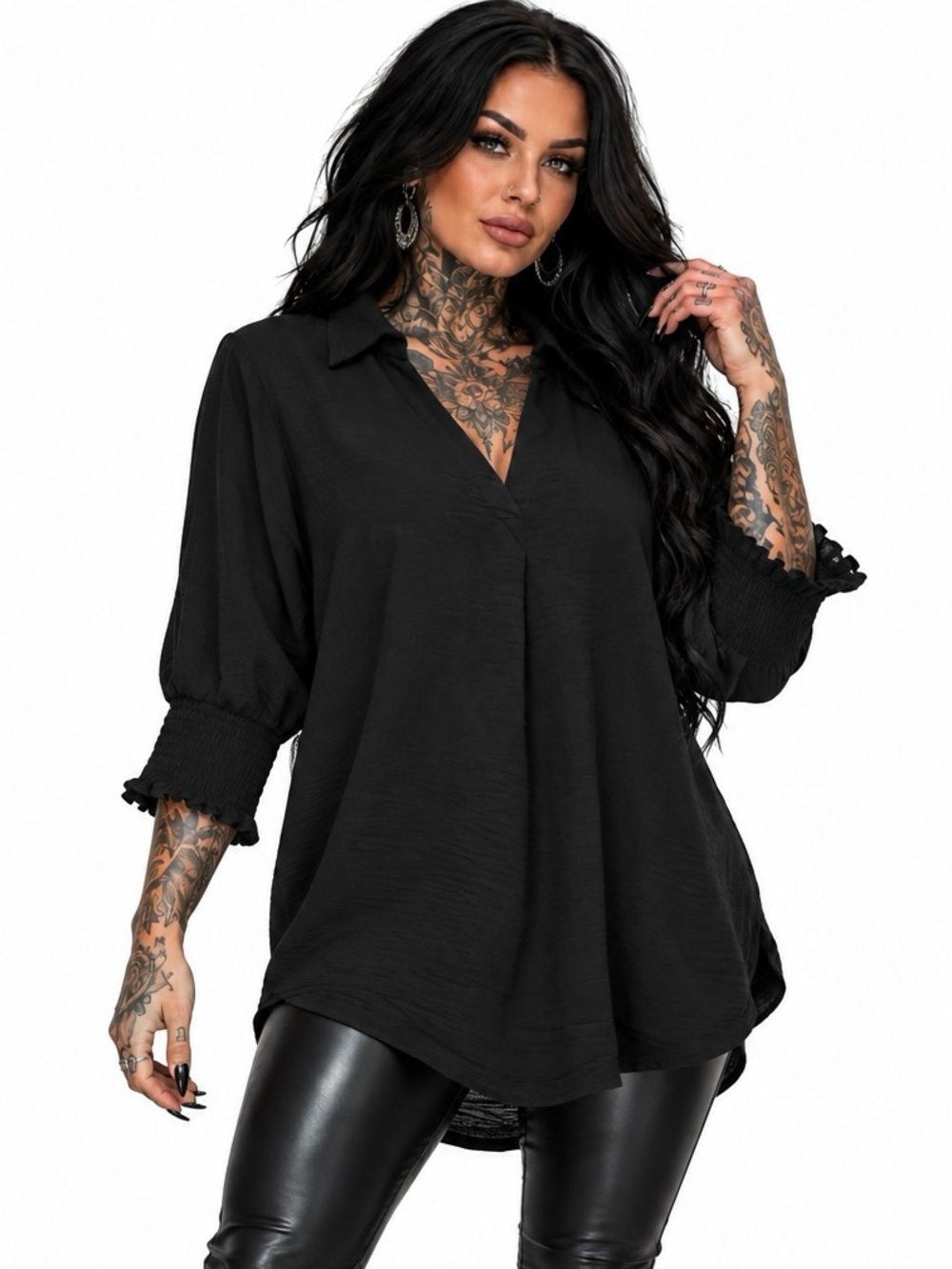 Dokotoo Pullover V-Neck Blouse